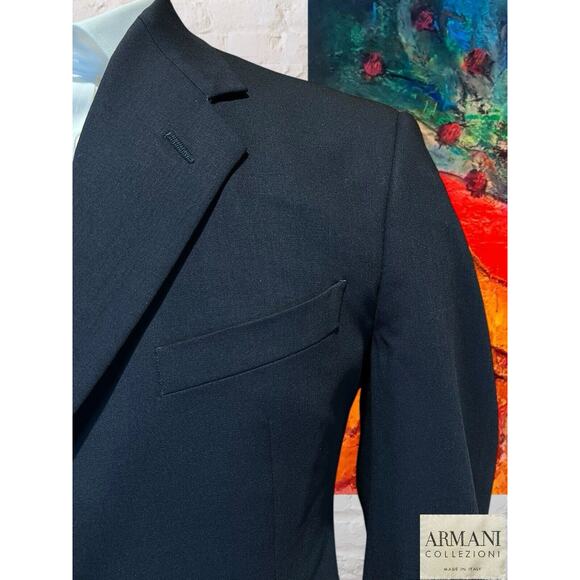 Armani Collezioni 42L Dark Navy Blue 3-Button Blazer Sport Coat Suit Jacket - Picture 2 of 13